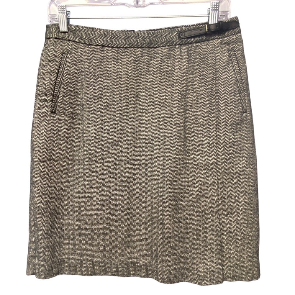 LL Bean Kilt style tweed style faux wrap skirt with pockets womens skirt size 8